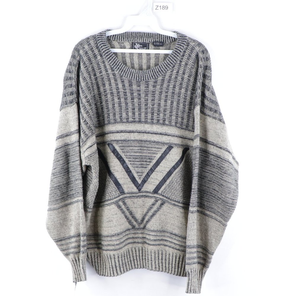 Vintage Leather Trim Fresh Prince Abstract Sweater